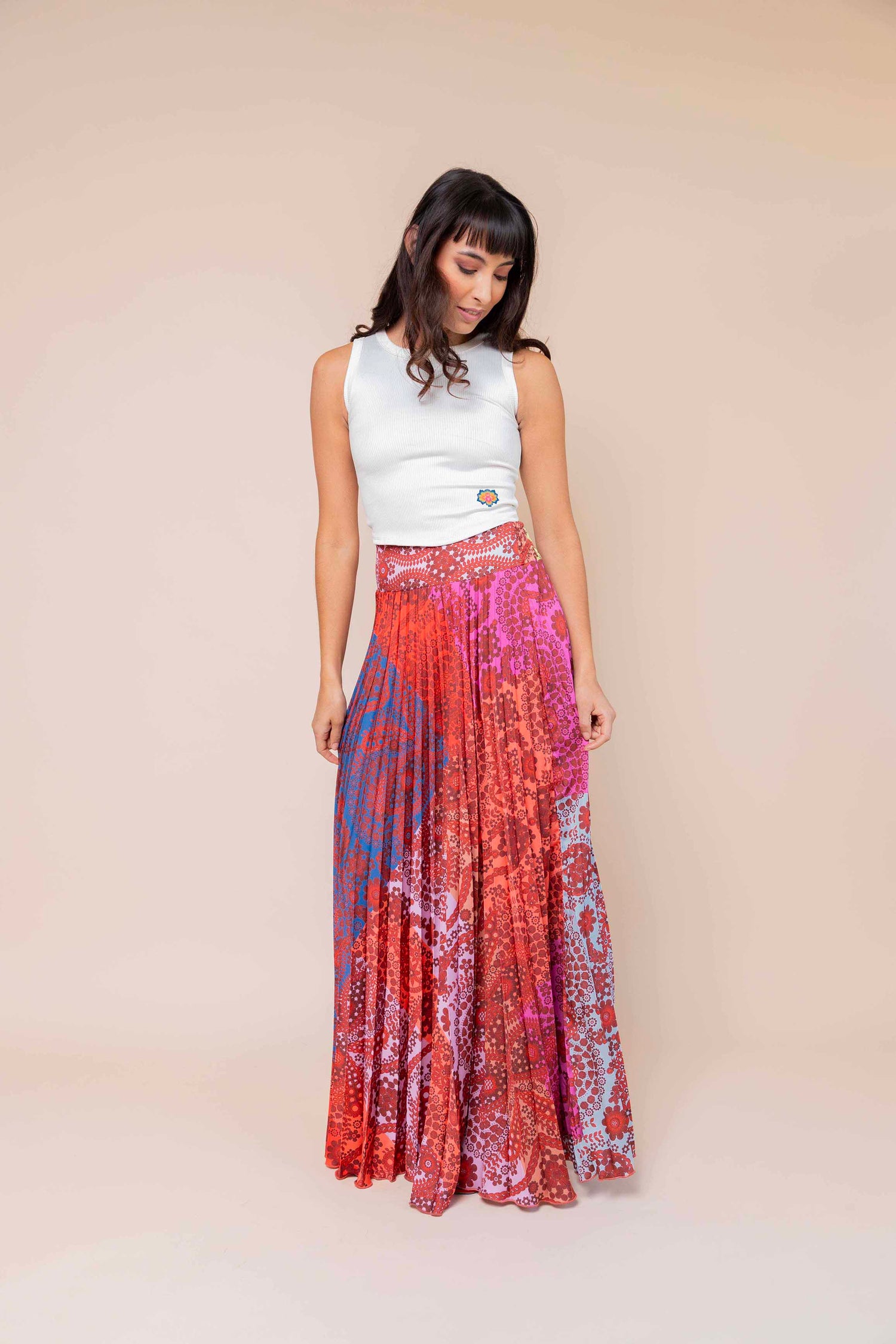 Free Pleated Satin Skirt