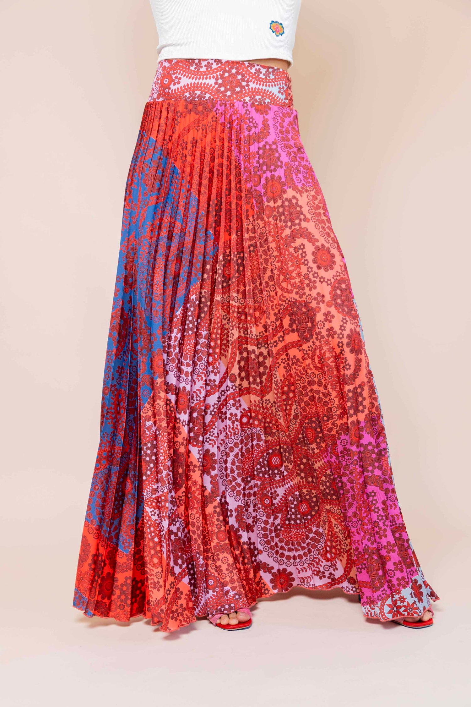 Free Pleated Satin Skirt