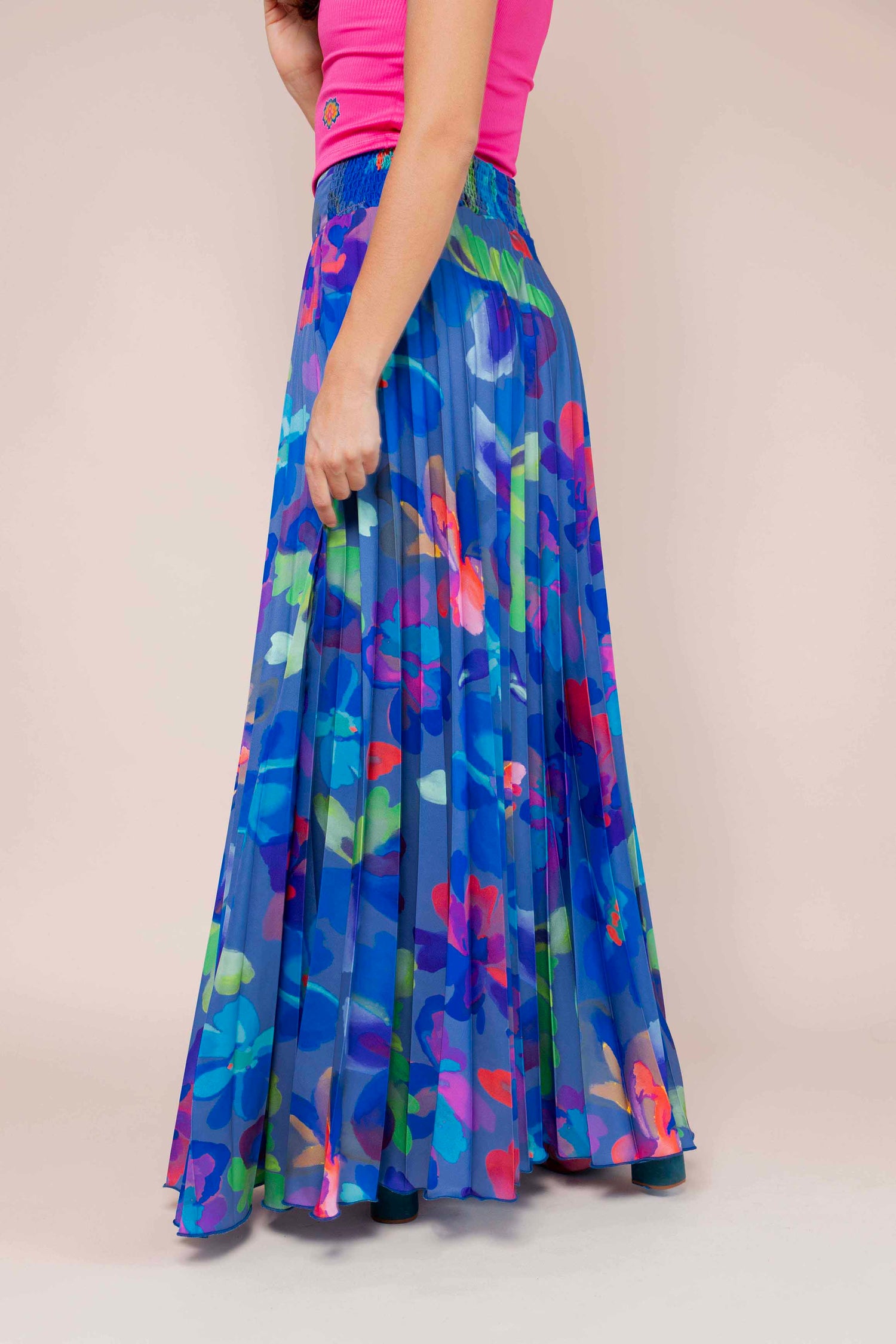 Free Pleated Satin Skirt