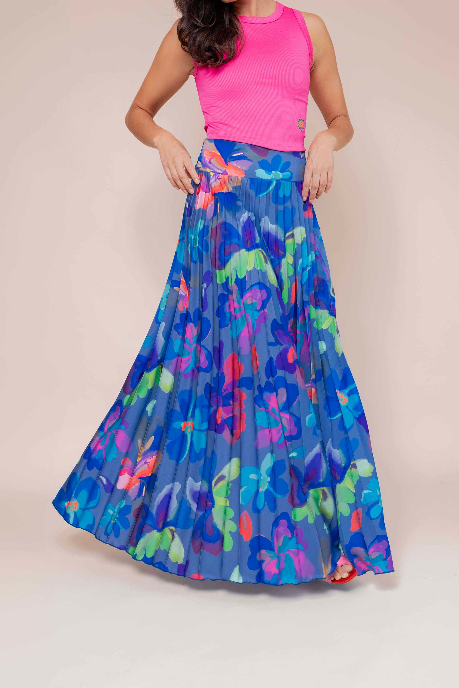 Free Pleated Satin Skirt