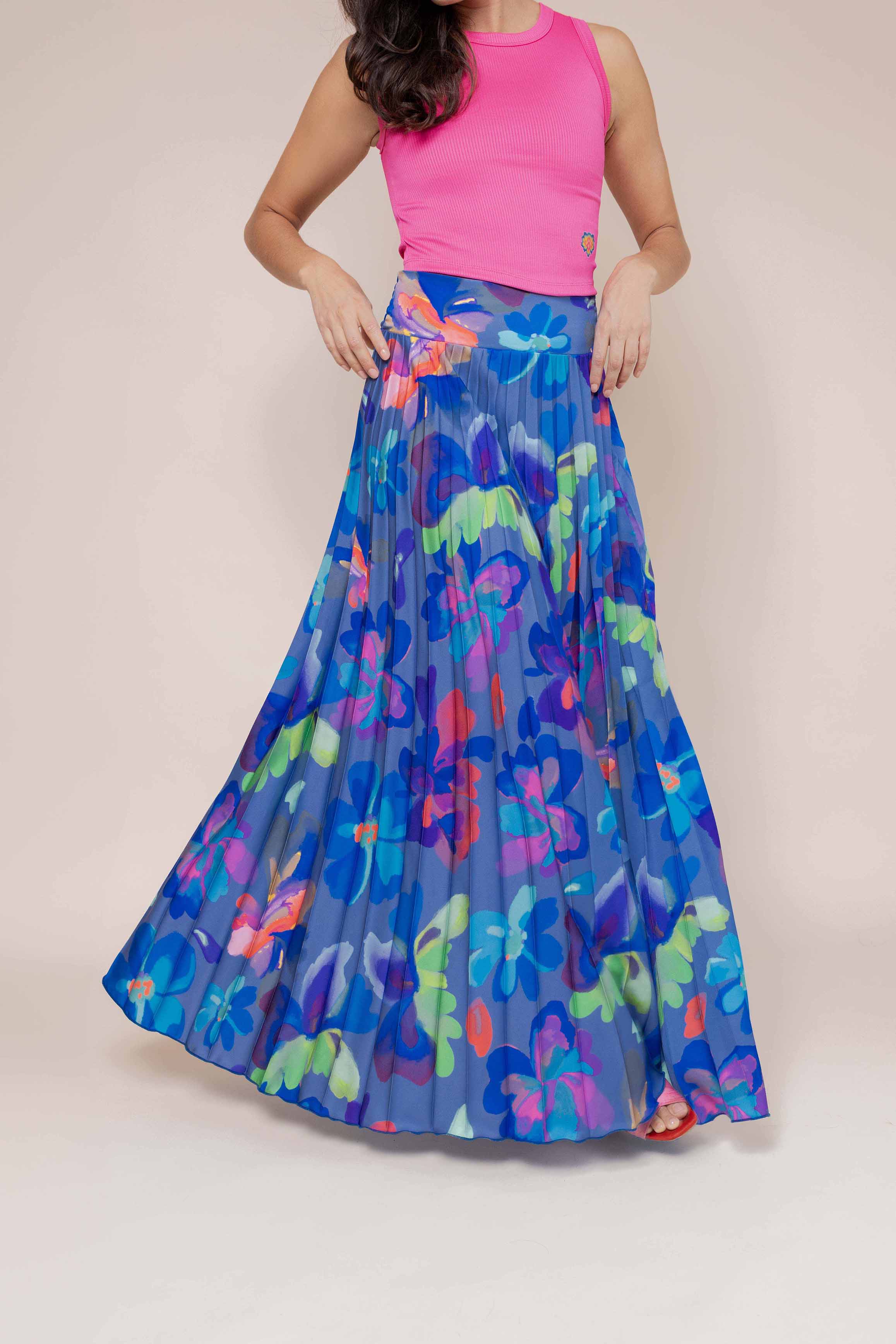 Free Pleated Satin Skirt