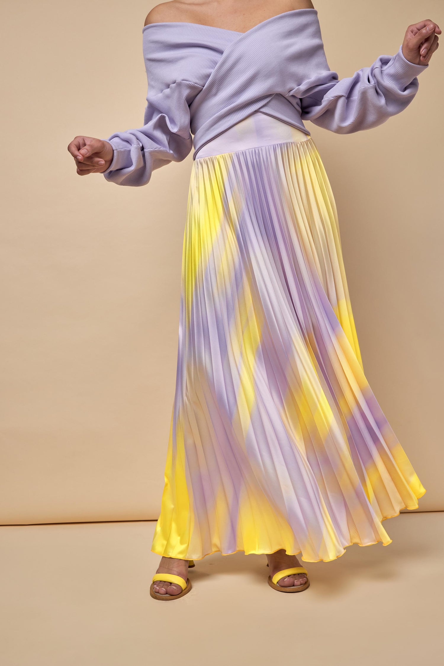 Free Pleated Satin Skirt