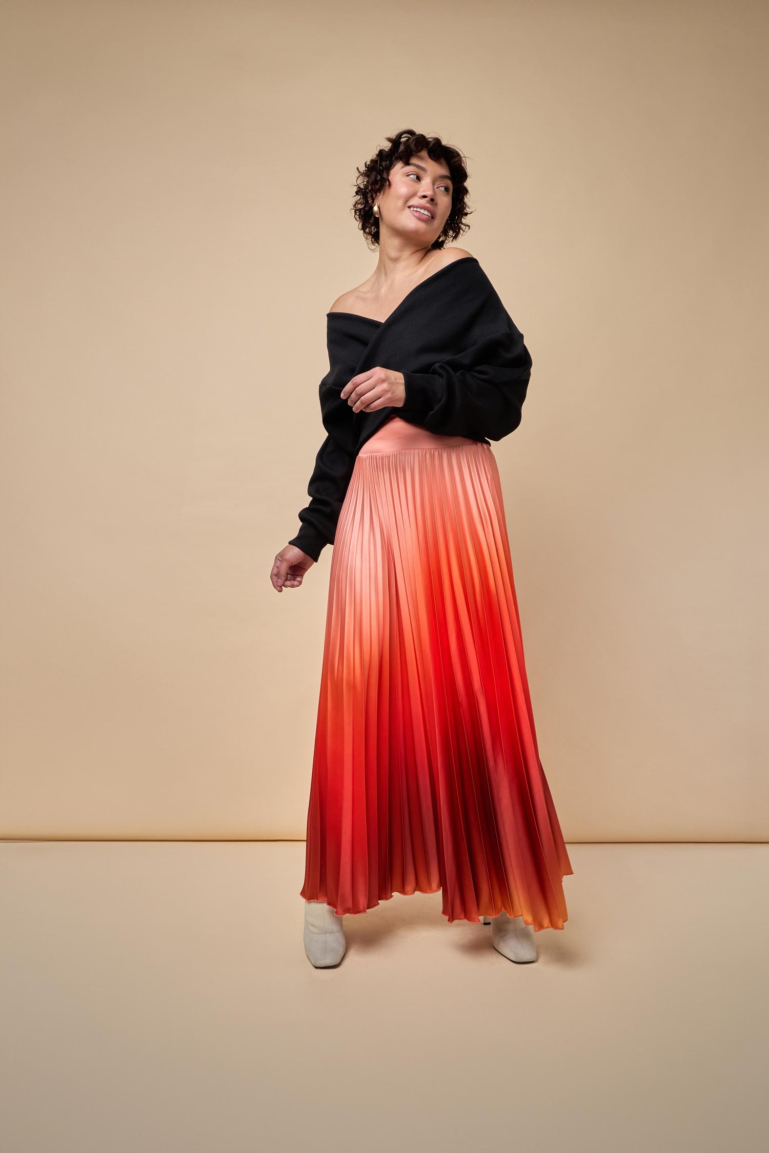 Free Pleated Satin Skirt