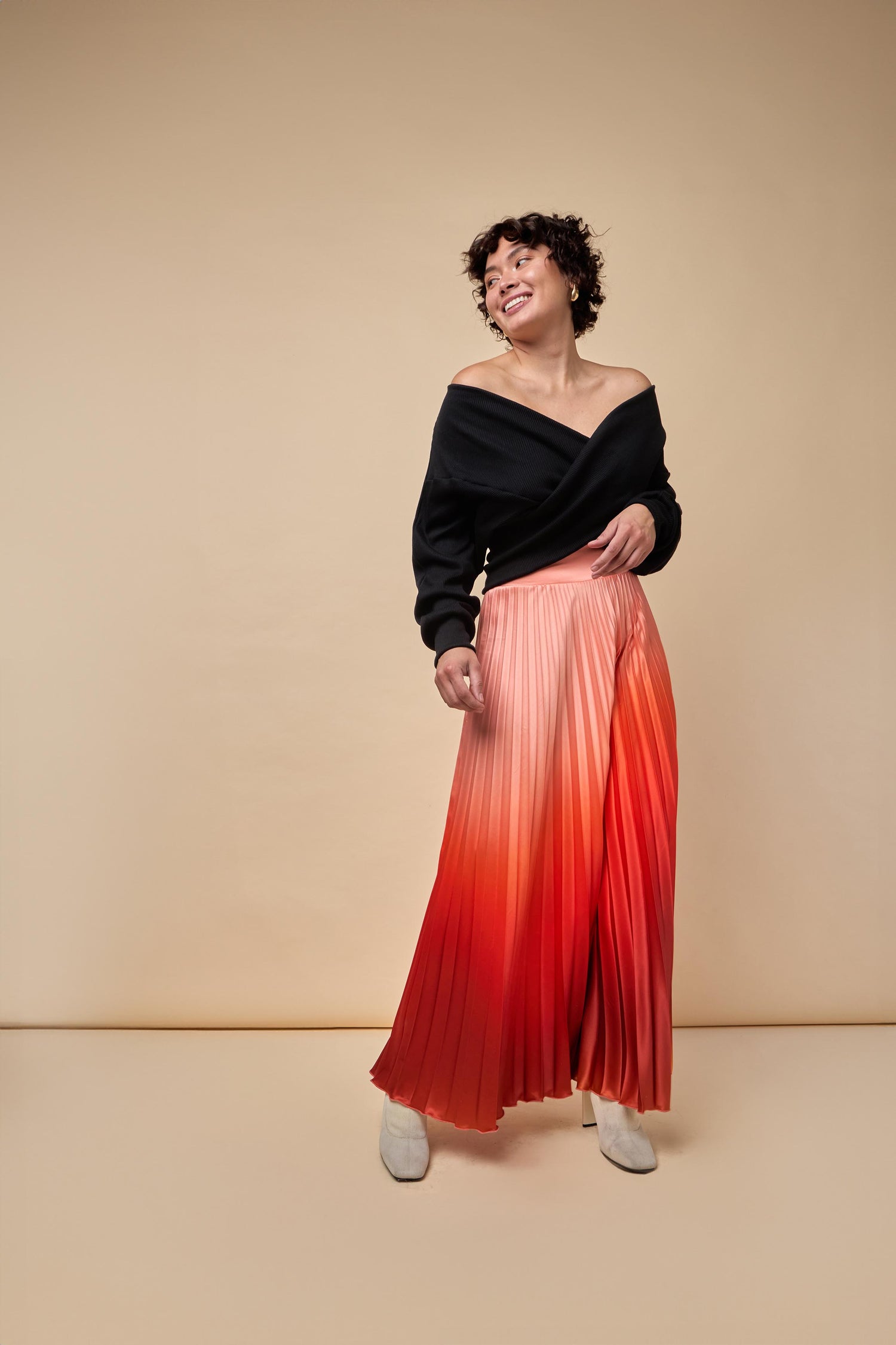 Free Pleated Satin Skirt