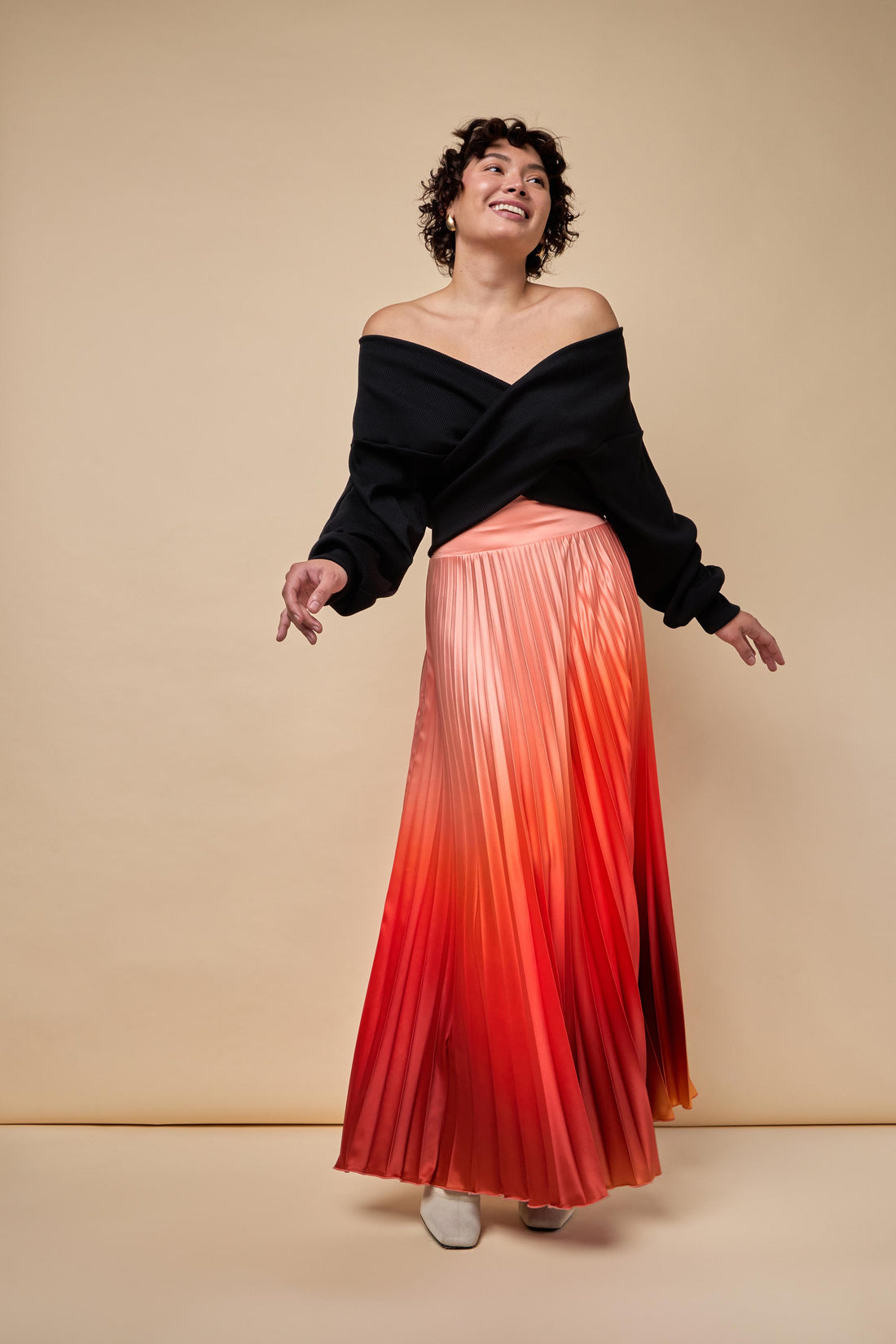 Free Pleated Satin Skirt