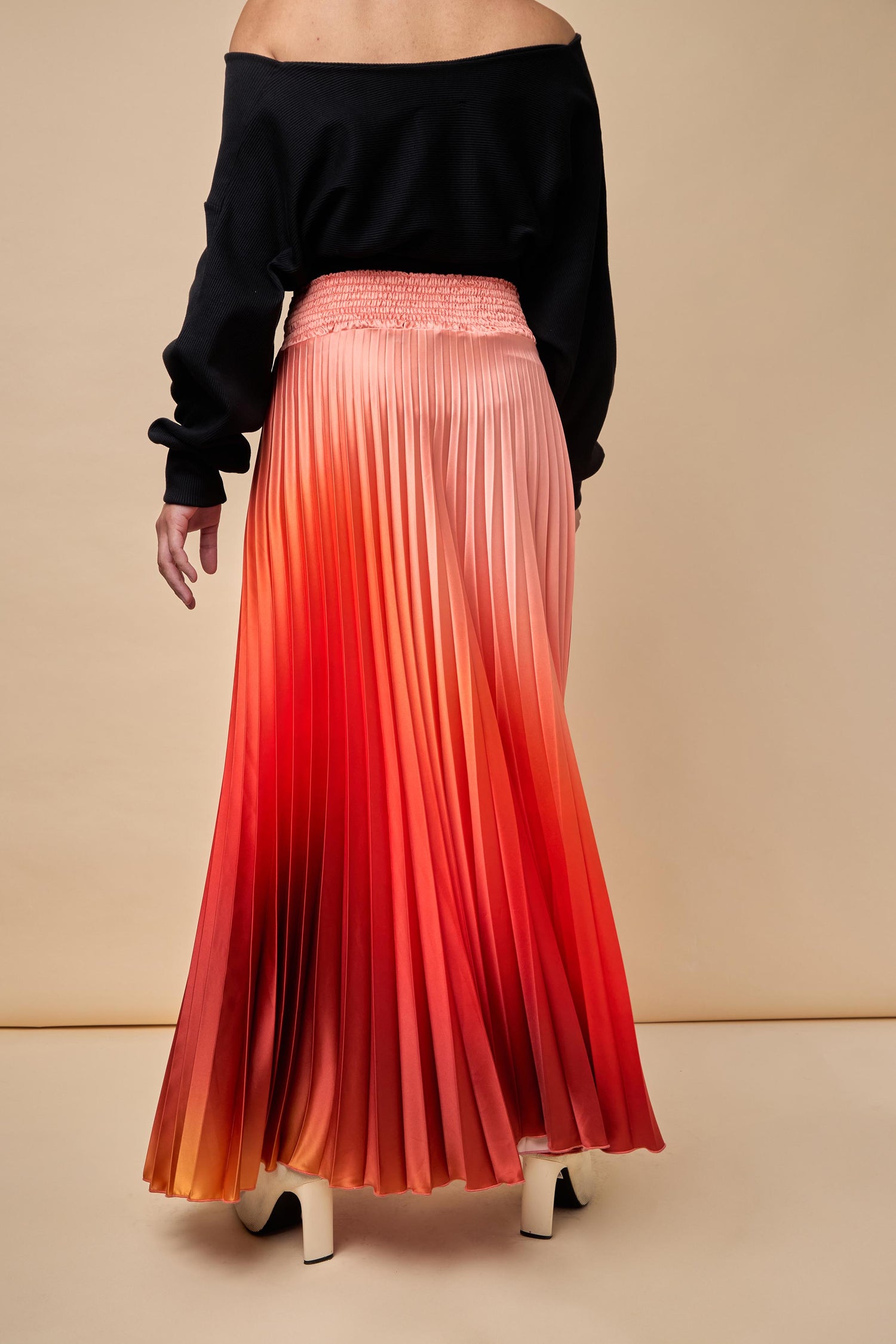 Free Pleated Satin Skirt